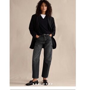 NWT Mid Rise Barrel Jean Banana Republic 100% Cotton Black Paint Splatter 27